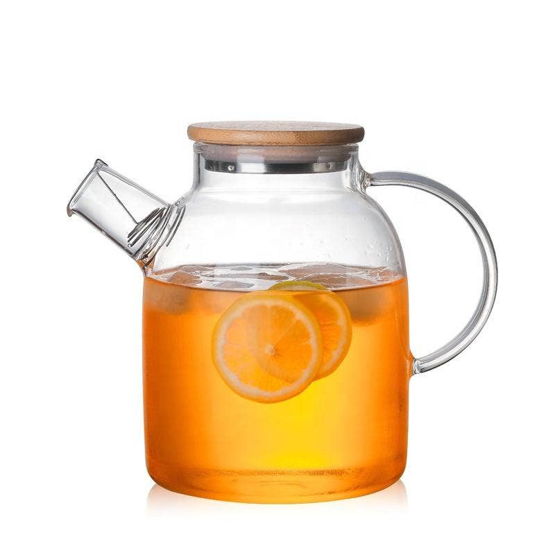 The Grateful Tea Co - Glass Kettle with Filter & Bamboo Lid 54 oz