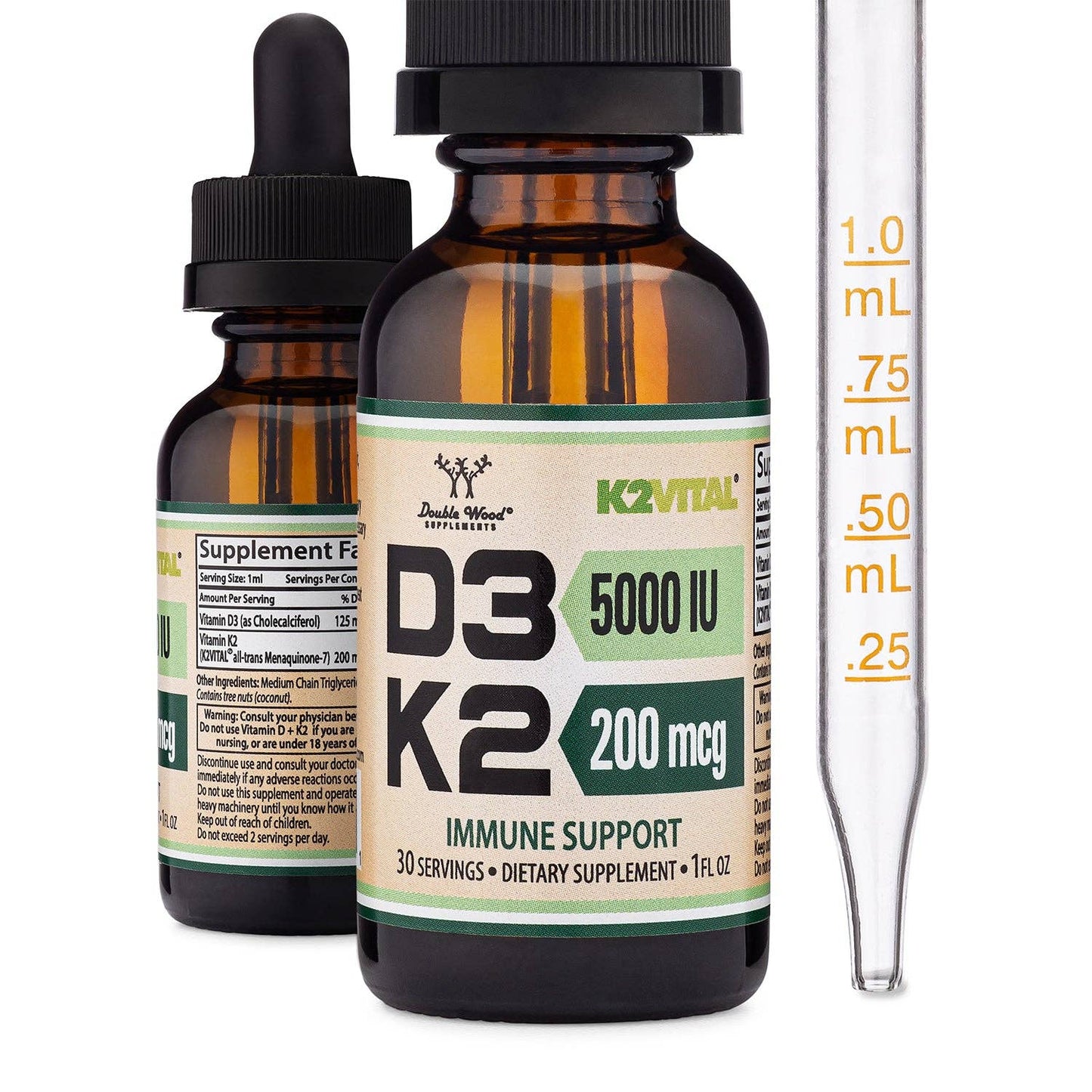 Double Wood Supplements - Vitamin D3 + K2 Liquid Drops