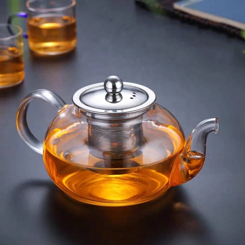 The Grateful Tea Co - Glass Teapot With Stainless Steel Infuser and Lid (40oz.): Stainless Steel Infuser & Lid