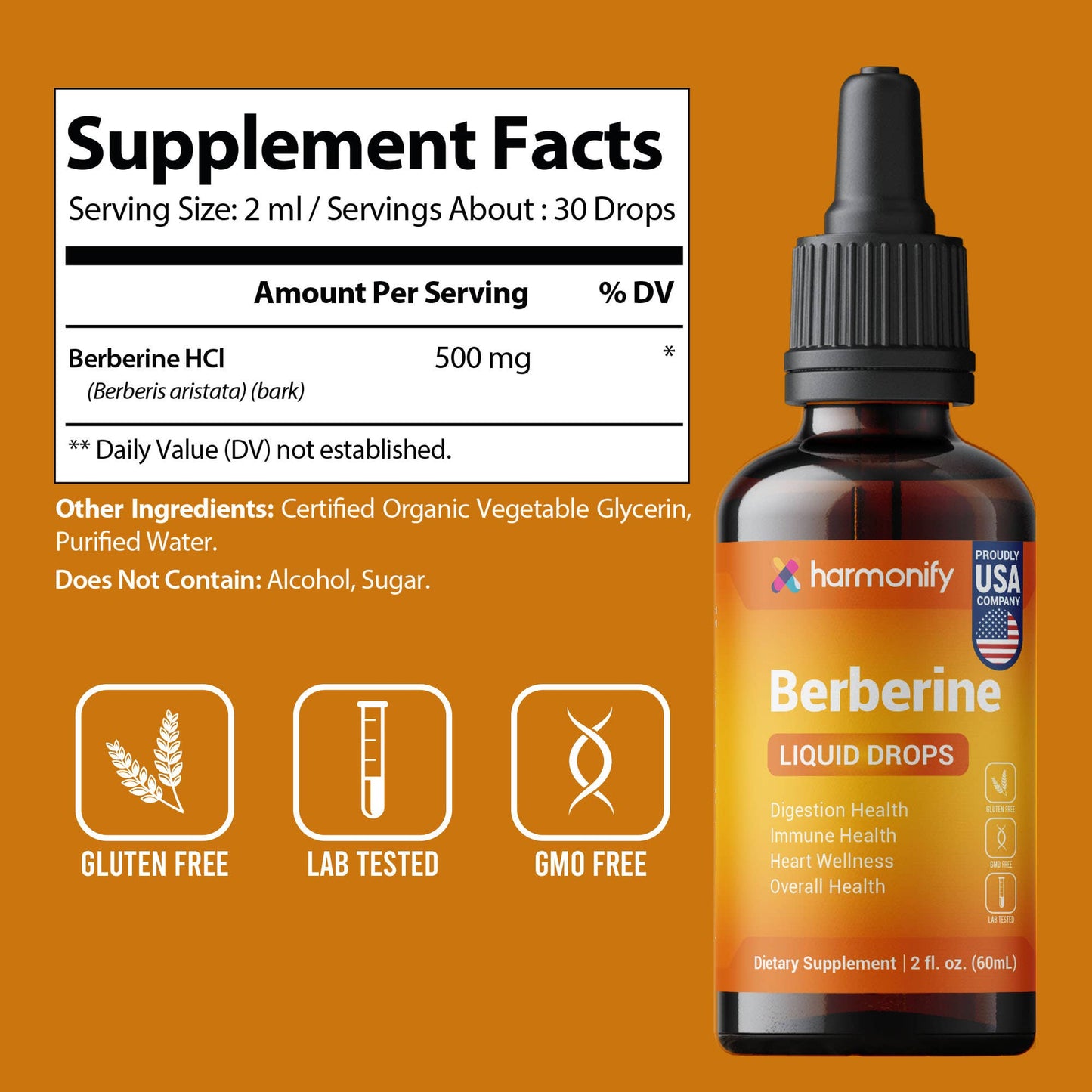 HARMONIFY - HARMONIFY Berberine Liquid Drops 2 fl oz (60 mL)