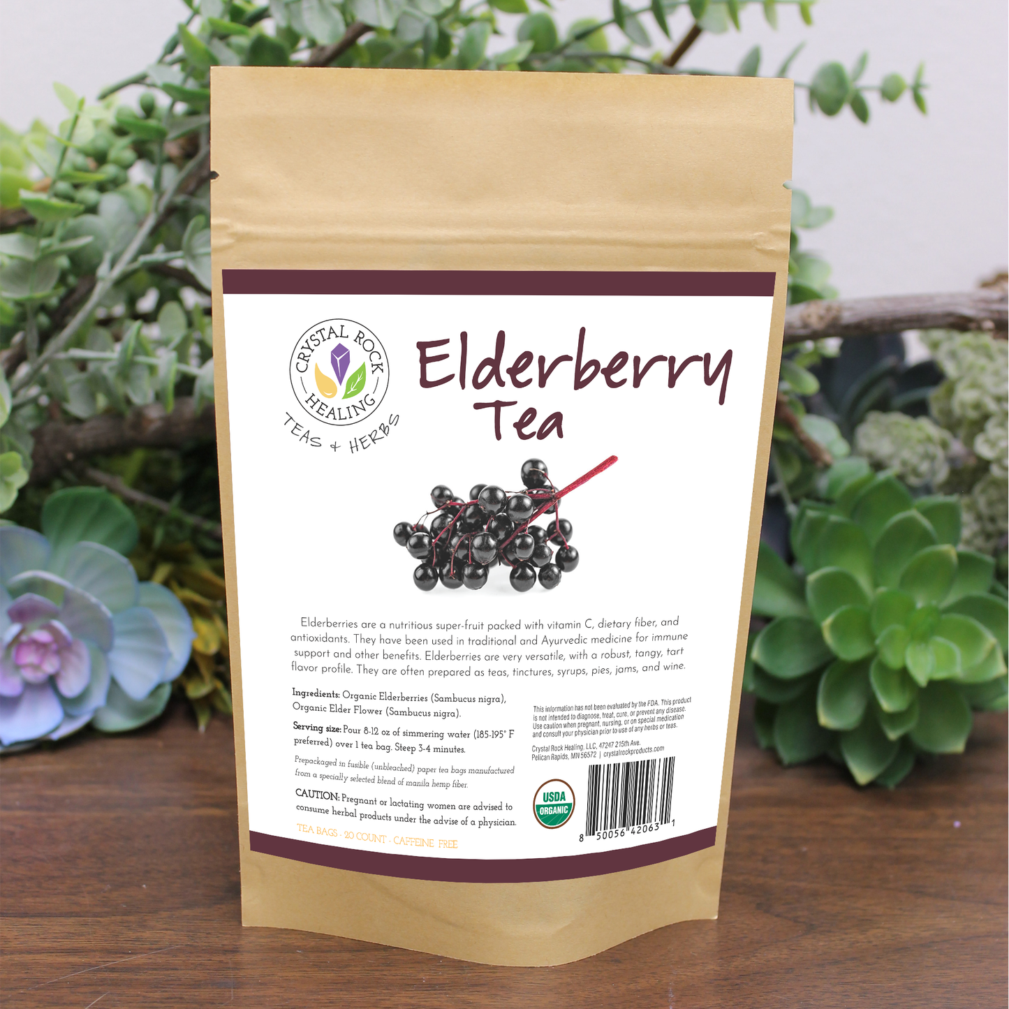 Crystal Rock Healing, LLC - Elderberry Tea Bag 20ct Organic