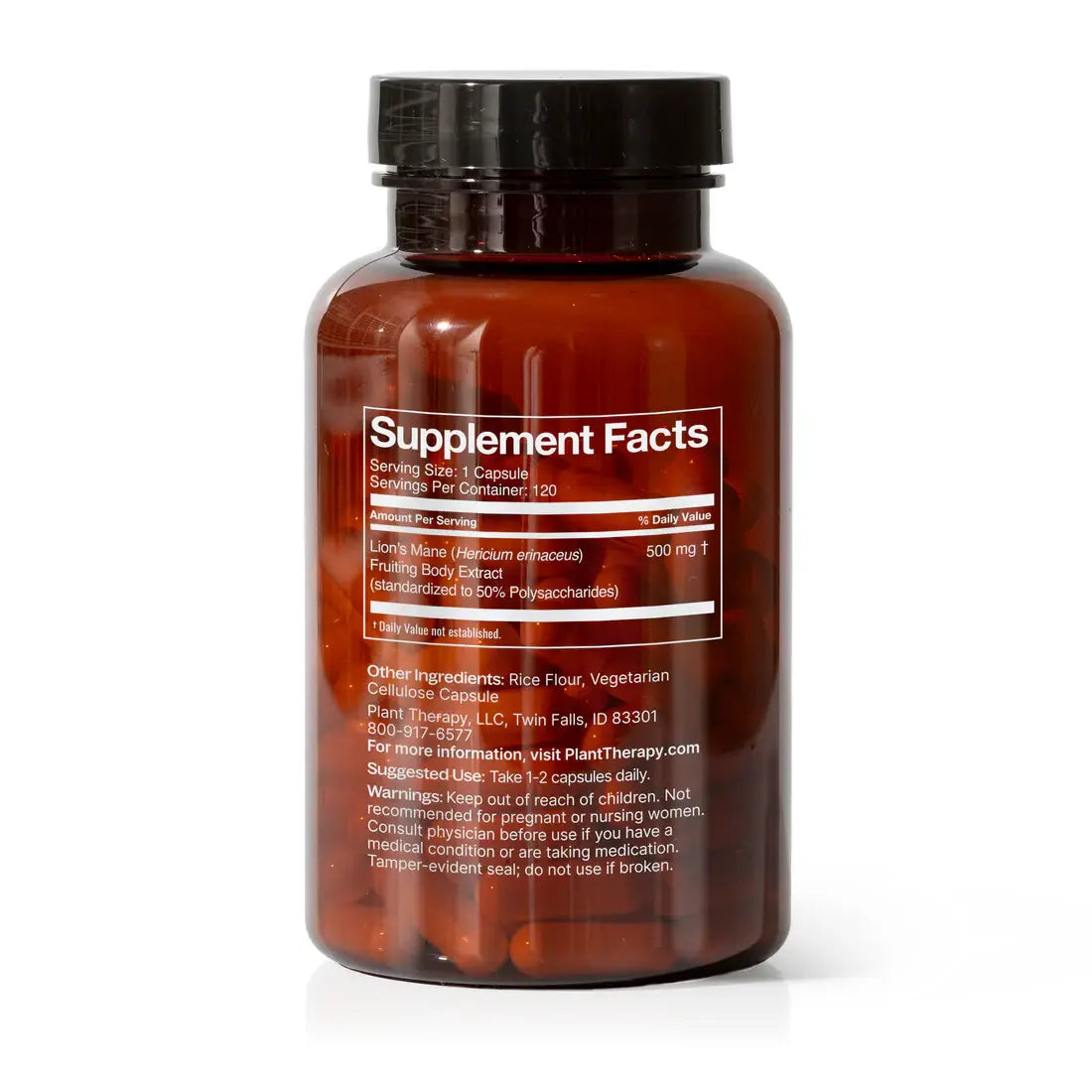 Plant Therapy - Lion's Mane Herbal Supplement Capsules-120 Capsules