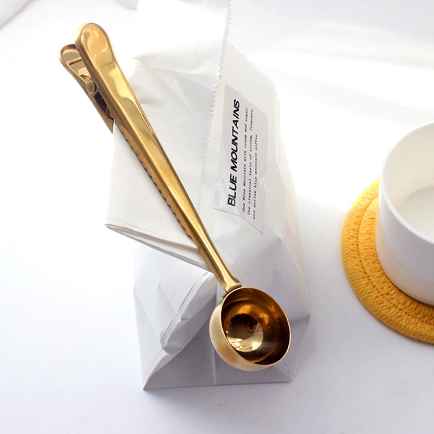 The Grateful Tea Co - Stainless Steel Tea Scoop & bag clip for Loose-Leaf Tea: Champagne