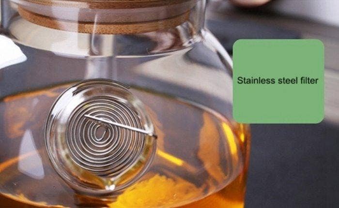 The Grateful Tea Co - Glass Kettle with Filter & Bamboo Lid 54 oz