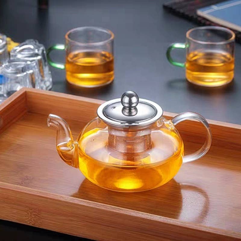The Grateful Tea Co - Glass Teapot With Stainless Steel Infuser and Lid (40oz.): Stainless Steel Infuser & Lid
