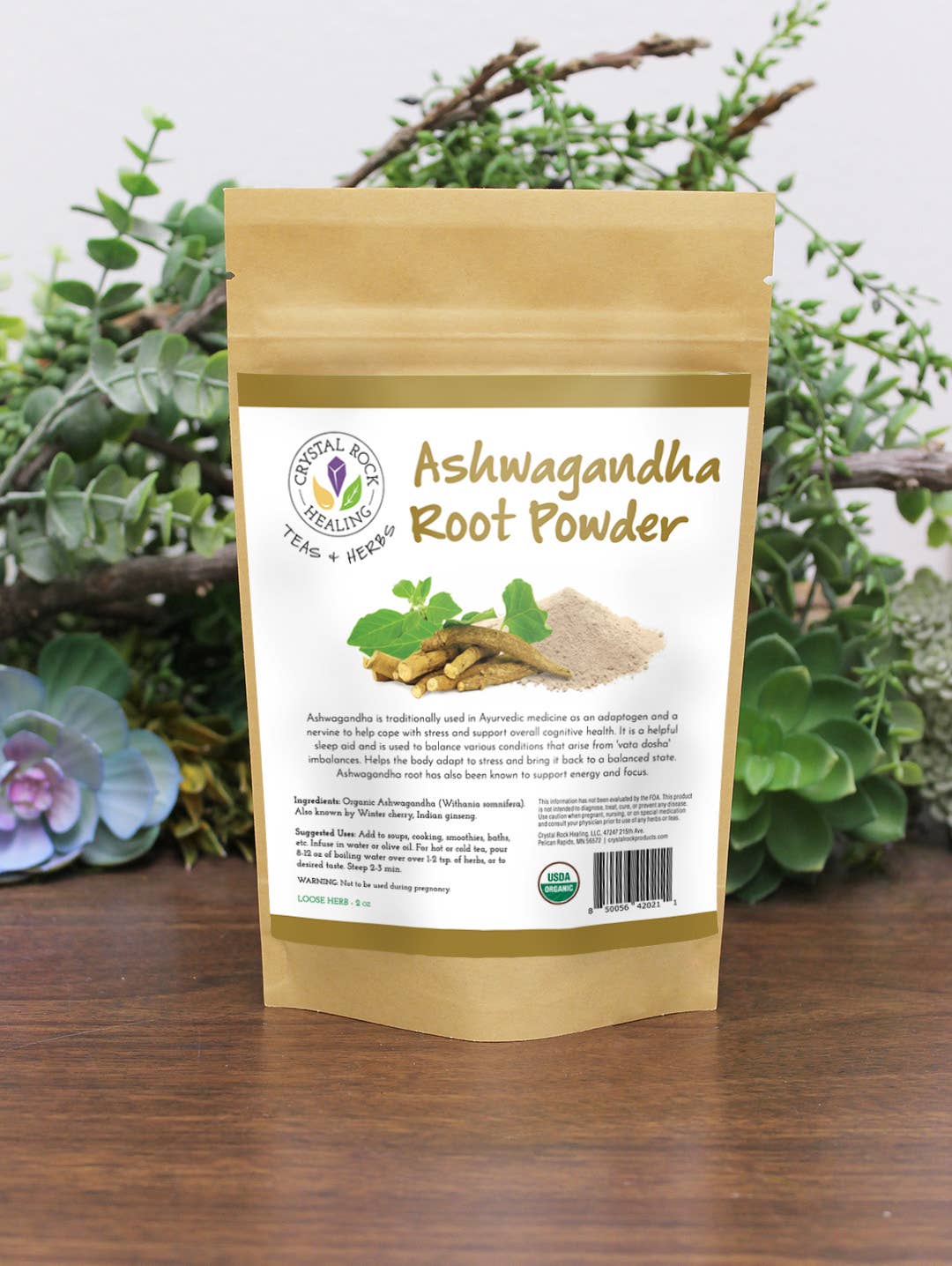 Crystal Rock Healing, LLC - Ashwagandha Root Loose Herb 2oz Organic
