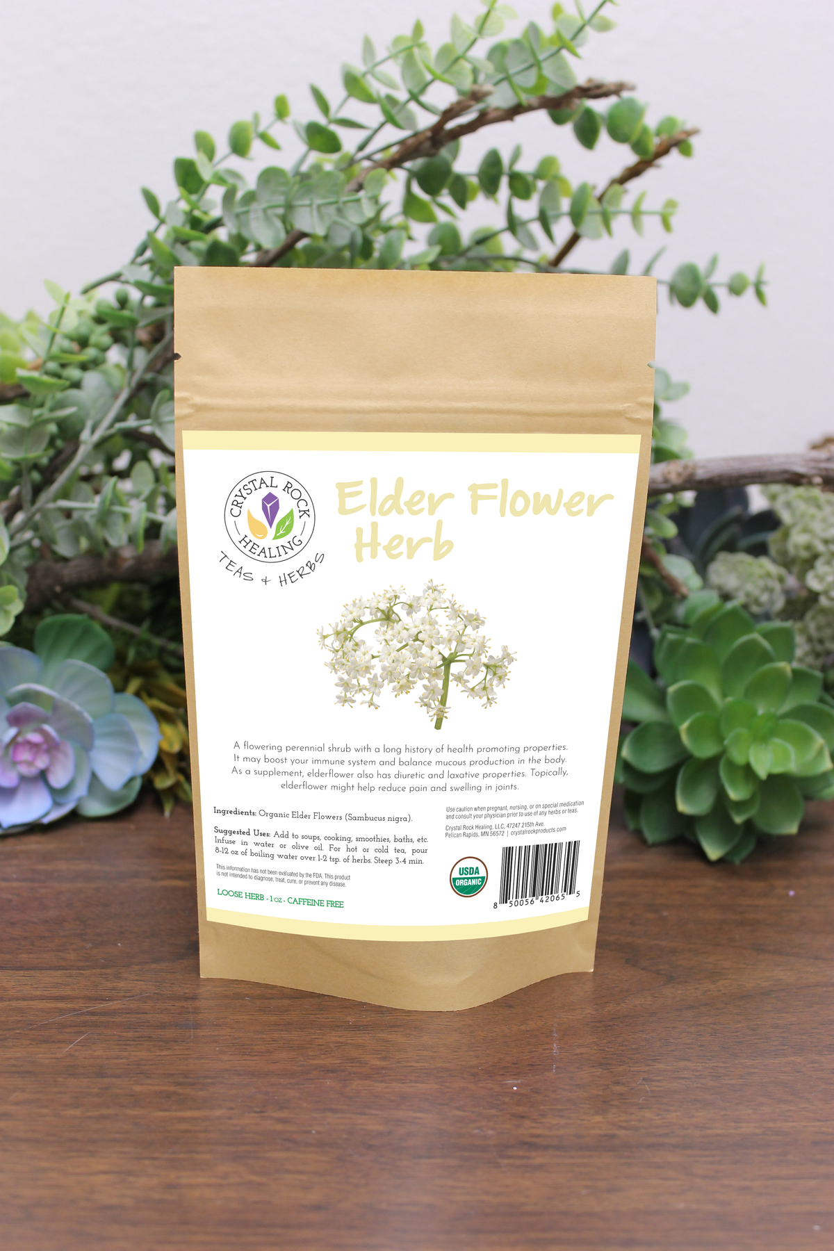 Crystal Rock Naturals LLC - Elder Flower Loose Herbs 2oz Organic