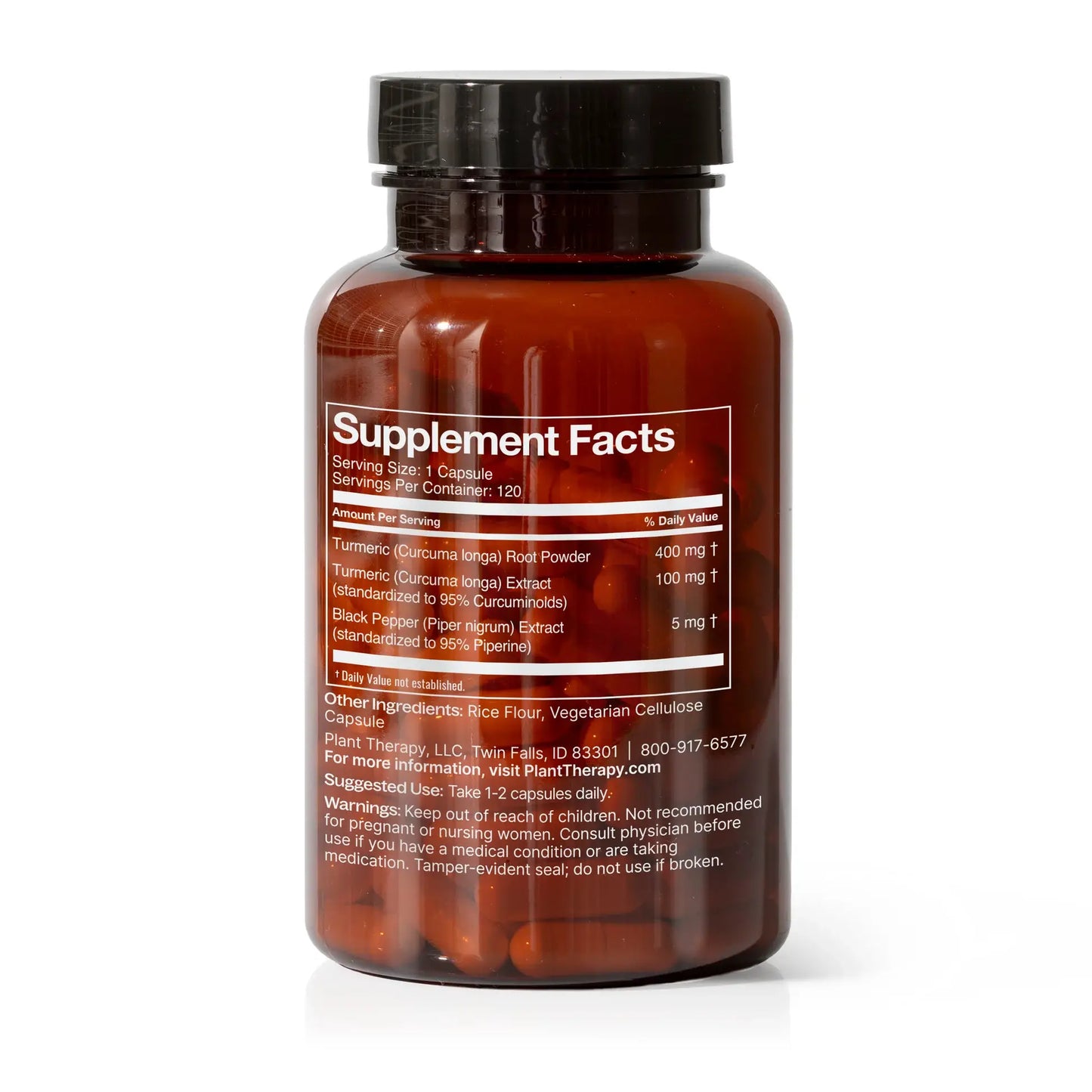 Plant Therapy - Turmeric With Black Pepper Herbal Supplement 120 Capsules