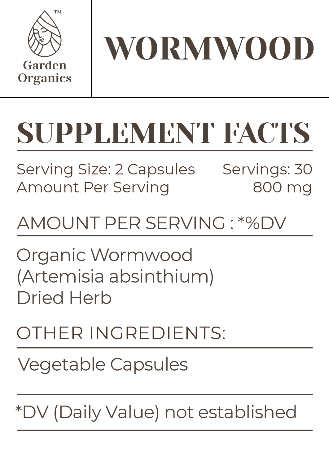 Garden Organics - Wormwood Capsules: 120 Capsules
