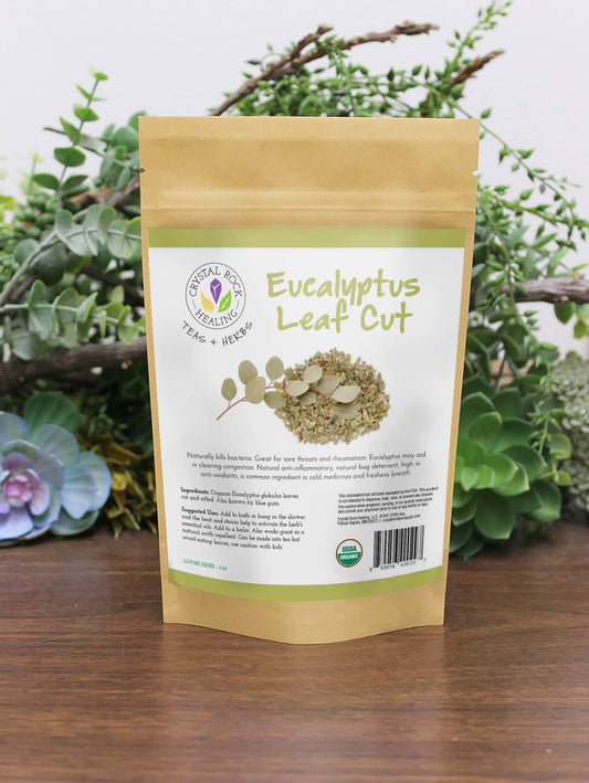 Crystal Rock Healing, LLC - Eucalyptus Leaf Cut and Sift Loose Herb 1oz Organic