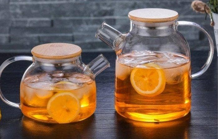 The Grateful Tea Co - Glass Kettle with Filter & Bamboo Lid 54 oz