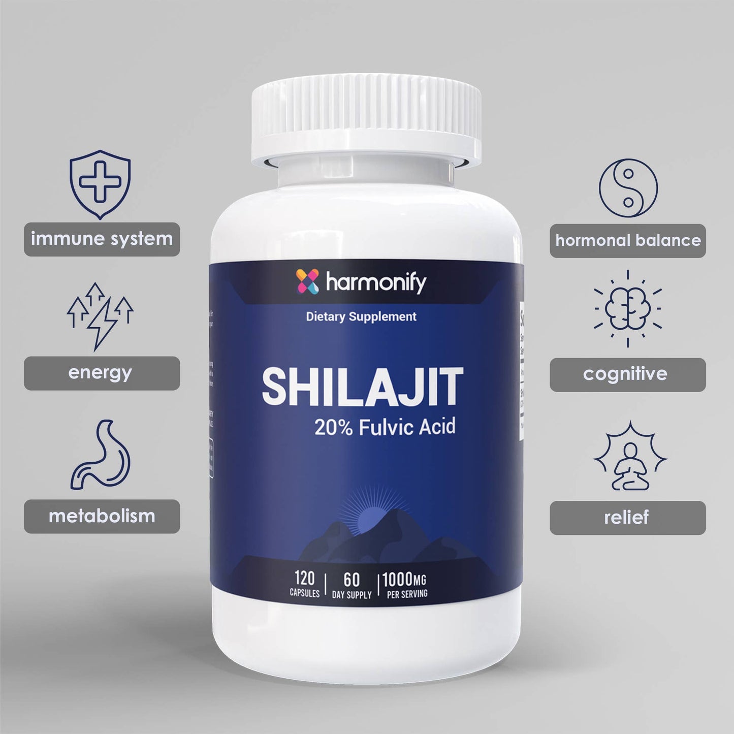 HARMONIFY - HARMONIFY Shilajit – 1000mg with 20% Fulvic Acid – 120 Cnt