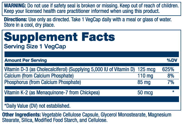 Solaray - Vitamin D3 + K2: 60ct