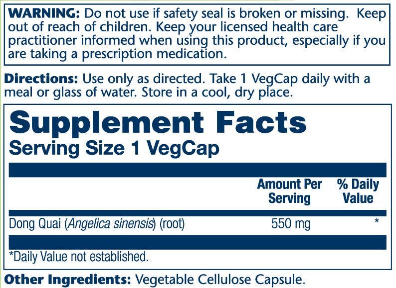 Solaray - Dong Quai Root 550mg: 100ct